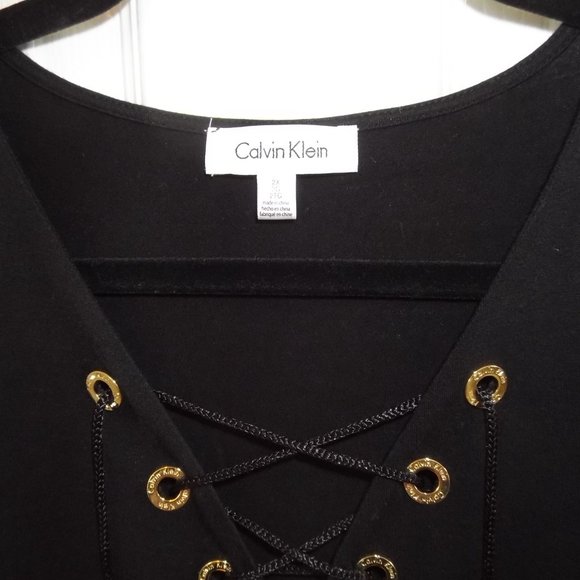 Calvin Klein V-Neck Lace Up Tunic - Picture 3 of 4